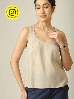 Saltpetre - Women Round Neck Tank Top - Beige