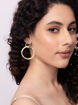Indya - Gold Layered Hoop Dangler Earrings