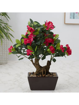 HomeTown - Ilana Faux Rhododendron Ceramic Potted Plant 43 Cm in Pink Colour