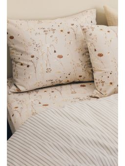 H&M - Beige Patterned Cotton Fitted Sheet