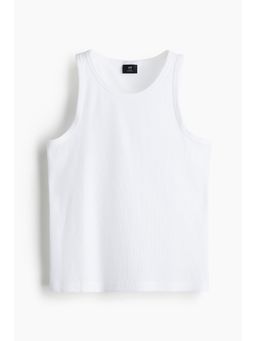H&M - Men White Slim Fit Ribbed Vest Top