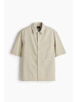 H&M - Men Beige Regular Fit Short-Sleeved Shirt