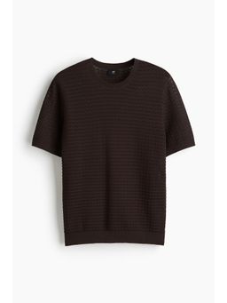H&M - Men Brown Slim Fit Knitted T-Shirt