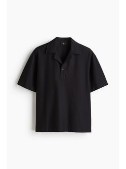 H&M - Men Black Loose Fit Polo Shirt