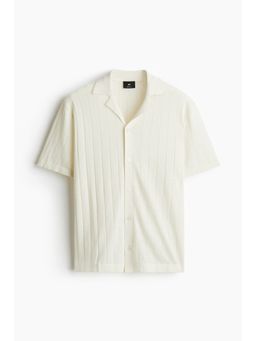 H&M - Men White Regular Fit Linen-Blend Resort Shirt