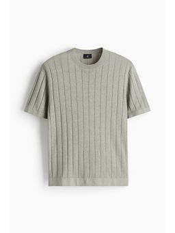 H&M - Men Green Regular Fit Knitted T-Shirt
