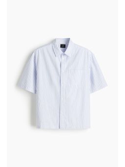 H&M - Men Blue Regular Fit Boxy-Style Poplin Shirt