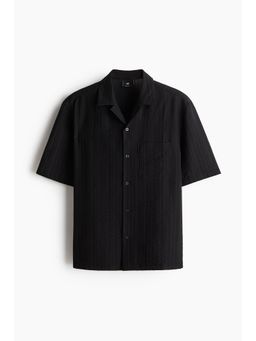 H&M - Men Black Regular Fit Textu Resort Shirt