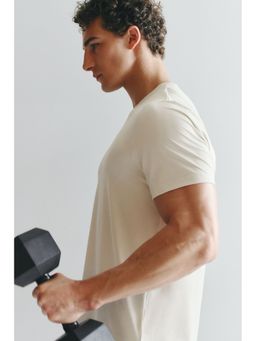 H&M MOVE - Men Beige Mesh Sports T-Shirt With Drymove