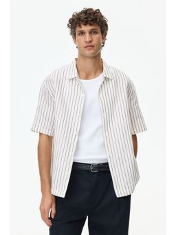H&M - Men White Relaxed Fit Linen-Blend Resort Shirt