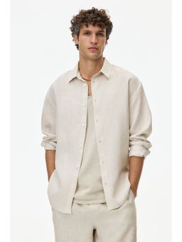 H&M - Men White Relaxed Fit Linen Shirt