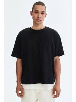 H&M - Men Black Loose Fit Interlock T-Shirt