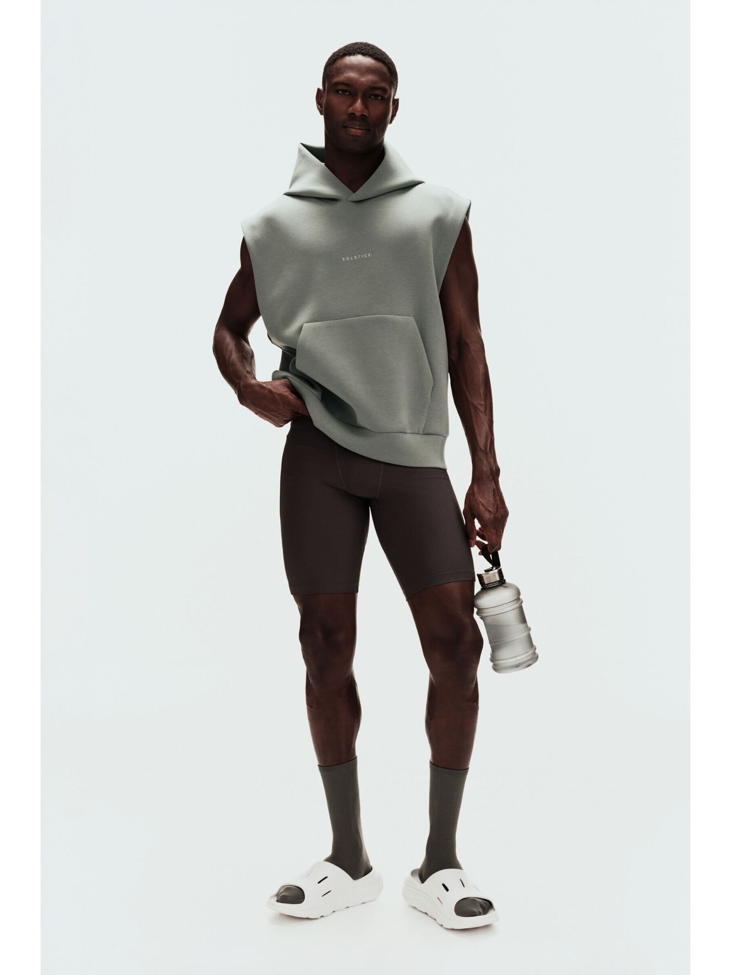 Buy H&M Men Green Sleeveless Sports Hoodie With Drymove (XS) Online