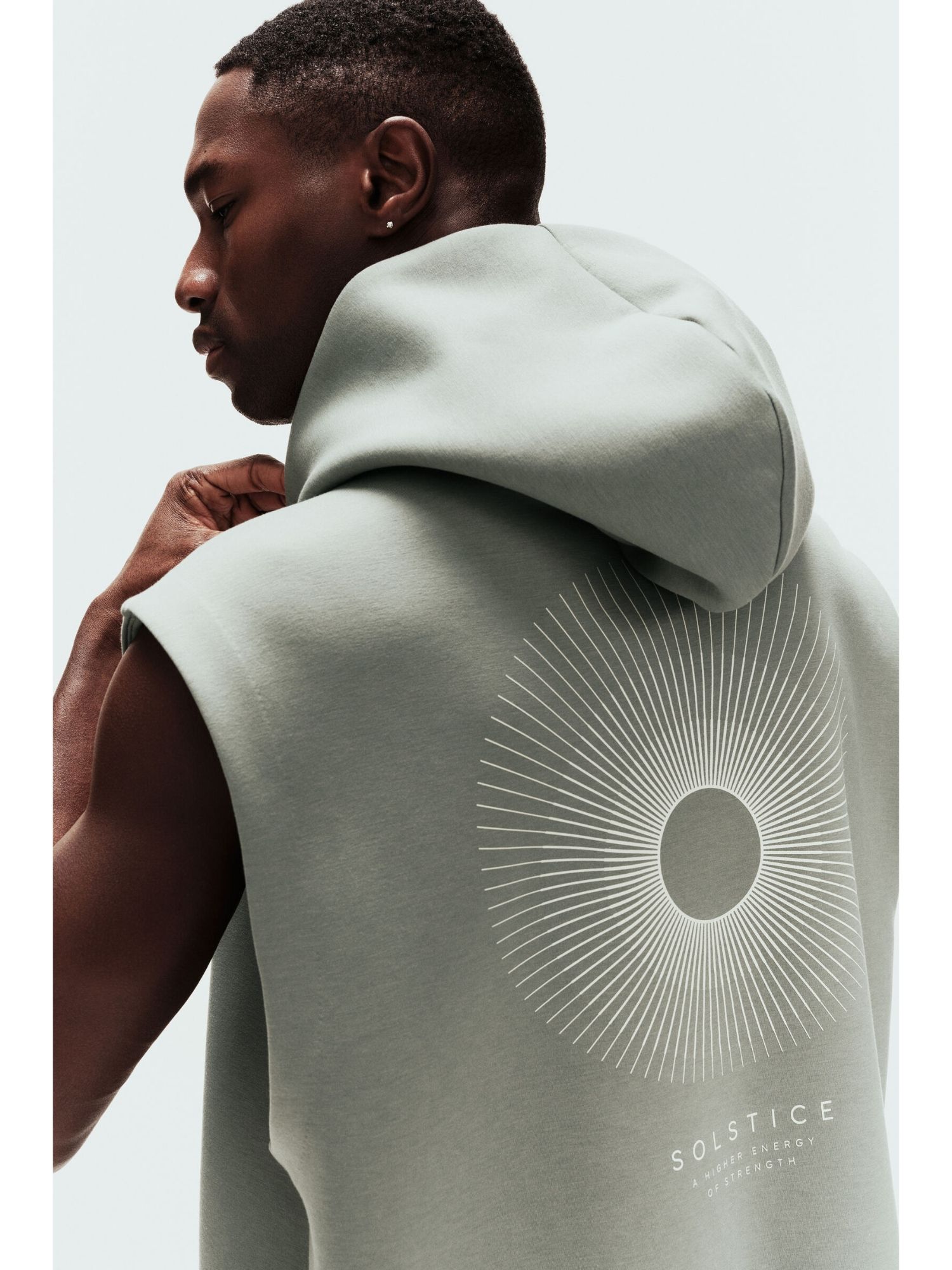 Buy H&M Men Green Sleeveless Sports Hoodie With Drymove (XS) Online