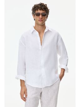 H&M - Men Multi-Color Relaxed Fit Linen-Blend Trousers