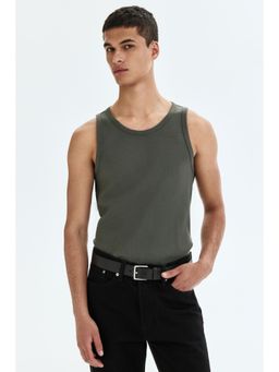 H&M - Men Green Slim Fit Ribbed Vest Top