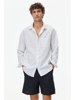 H&M - Men Black Regular Fit Linen-Blend Shorts