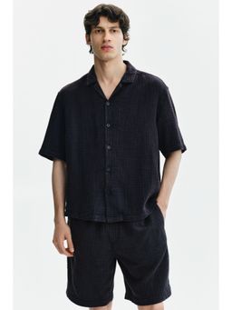 H&M - Men Black Relaxed Fit Muslin shorts