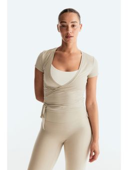 H&M MOVE - Women Beige Sports Wrap Top In Modal