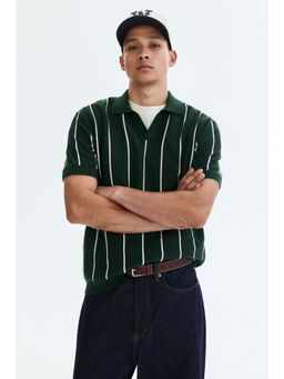 H&M - Men Green Regular Fit Cotton Polo T-Shirt