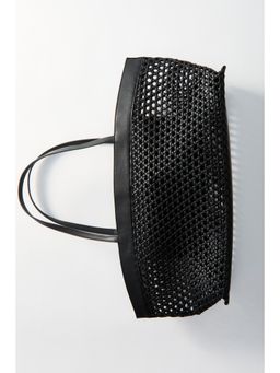 H&M - Women Black Lattice-Weave Shopper