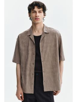 H&M - Men Beige Relaxed Fit Jacquard-Jersey Resort Shirt
