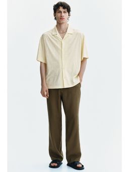 H&M - Men Yellow Relaxed Fit Jacquard-Jersey Resort Shirt