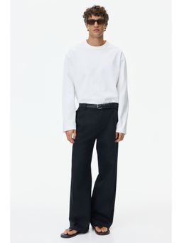 H&M - Men Black Loose Fit Linen-Blend Trousers