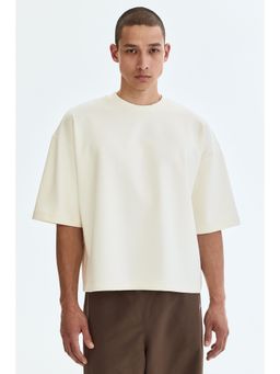 H&M - Men White Oversized Fit Scuba T-Shirt