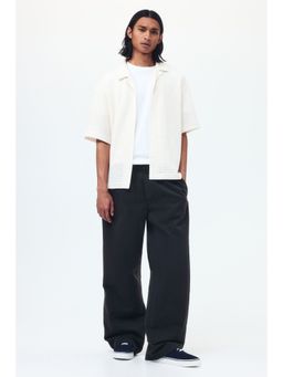 H&M - Men Black Loose Fit Cotton Canvas Trousers
