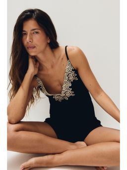 H&M - Women Black Ribbed Jersey Pyjamas