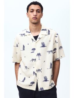 H&M - Men Beige Relaxed Fit Printed Resort Shirt