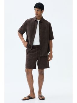 H&M - Men Brown Relaxed Fit Textured Shorts