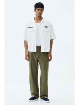 H&M - Men Green Relaxed Fit Cotton Trousers
