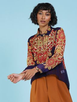 Label Ritu Kumar - Navy Blue Printed Shirt