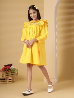 The Little Trunk - Yellow Frill Embroidery Dress