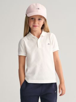 GANT - White Solid Collar Short Sleeves Polo T-Shirt