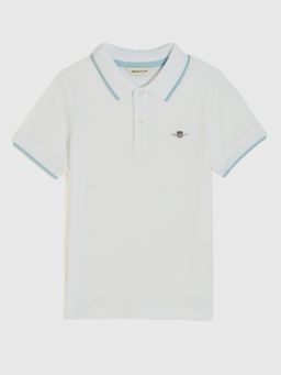GANT - Boys White Short Sleeves Polo T-Shirt