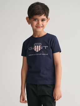 GANT - Boys Blue Printed Round Neck Short Sleeves T-shirt