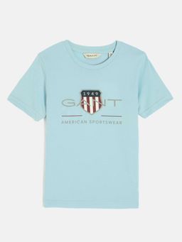 GANT - Boys Aqua Round Neck Short Sleeves T-shirt