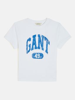 GANT - Boys White Round Neck Short Sleeves T-shirt