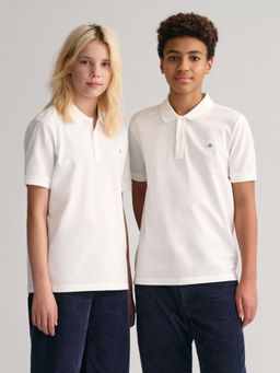 GANT - White Solid Short Sleeves Polo T-Shirt