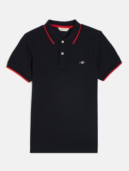 GANT - Boys Navy Blue Short Sleeves Polo T-Shirt