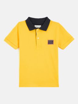 GANT - Boys Yellow Solid Polo Collar Short Sleeves Polo T-Shirt