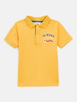 GANT - Boys Yellow Short Sleeve Embroidered Flag Polo T-shirt