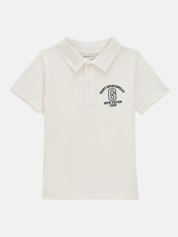 GANT - Boys Off White Short Sleeve Embroidered Polo T-shirt