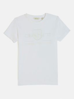 GANT - Boys White Round Neck Short Sleeves T-shirt