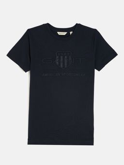 GANT - Boys Navy Blue Round Neck Short Sleeves T-shirt