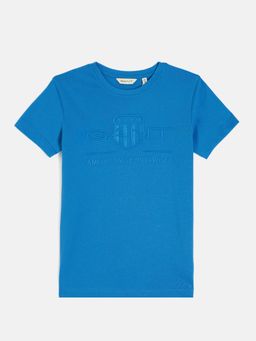 GANT - Boys Blue Round Neck Short Sleeves T-shirt