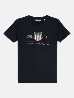 GANT - Boys Navy Blue Round Neck Short Sleeves T-shirt